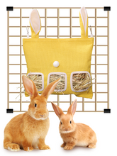 Rabbit Hay Feeder Bag, Guinea Hanging Dispenser Timothy Storage Manger, Less Waste, 9.84x11inch