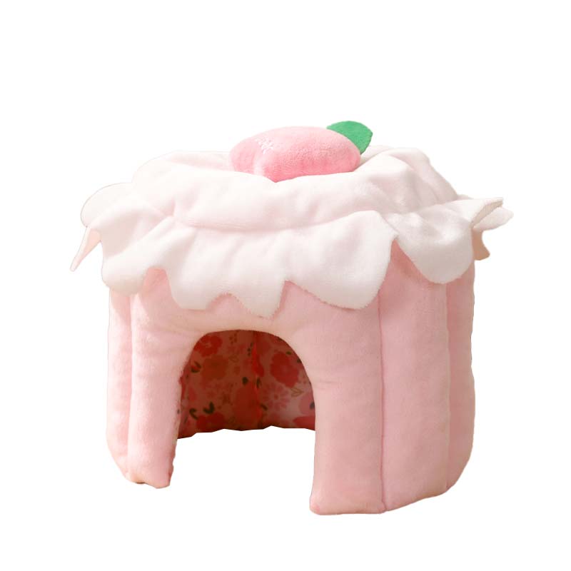 ITANDME Bunny Hideout Guinea Pig Bed Buttercream Lace Cake Small Animal Hideout - Spacious Washable Bunny Bed House Rabbit Hideaway with Secure Hook Design, for Hedgehog Chinchilla Hamster