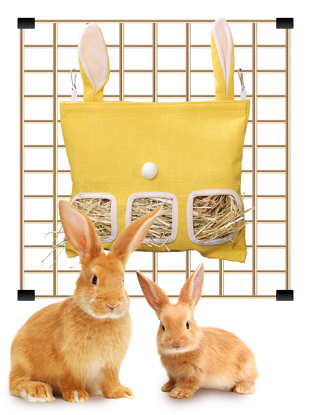 Rabbit Hay Feeder Bag, Guinea Hanging Dispenser Timothy Storage Manger, Less Waste, 9.84x11inch