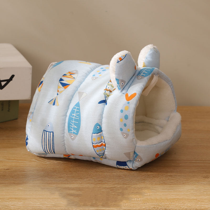 Hamster Rabbit Patterned Warm Bed with Ears Chinchilla Warming Supplies Small Pet Cotton Nest Mouse Nest Pad Squirrel Hedgehog Guinea Chinchilla Pig Bed House Cage Nest Hamster Accessories