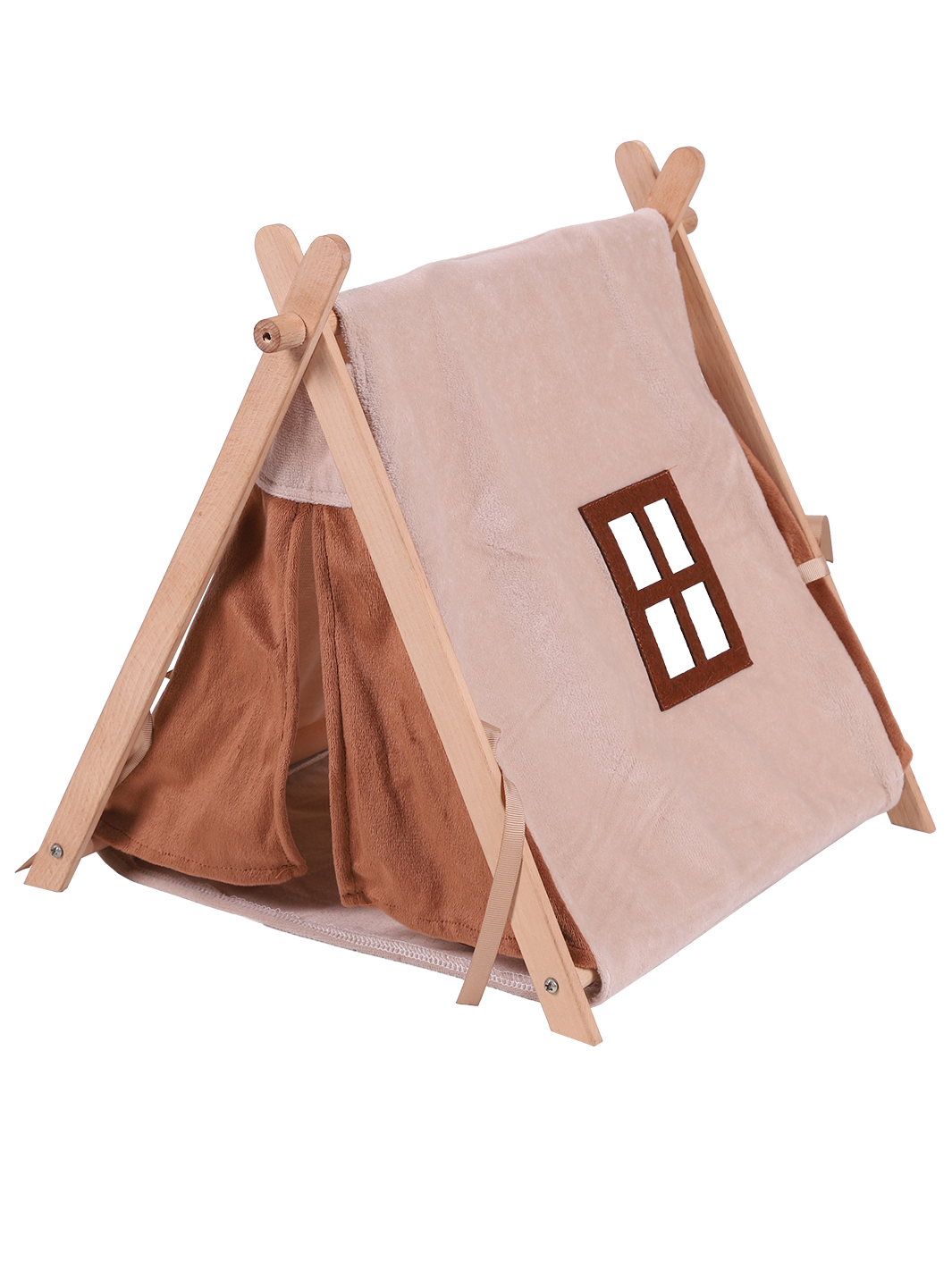 ITANDME Small Animal Small Pet Wooden Tent with Small Window, Foldable with Privacy Curtain Solid and Durable for Small Animal Small Pet Hiding Rest House
