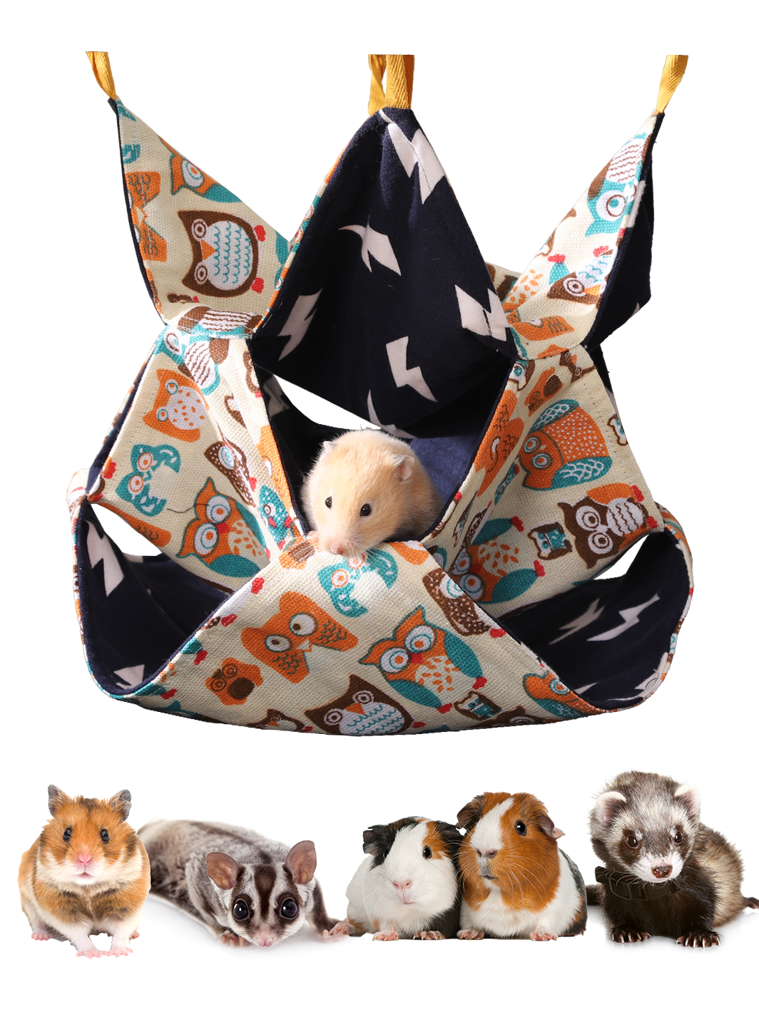Guinea Pig Bunk Hammock Hamsters Bed Rabbit Hideout Breathable Washable Comfortable Large Opening Cage Accessories Small Pet Bed 3 Sizes for Ferret Sugar Glider