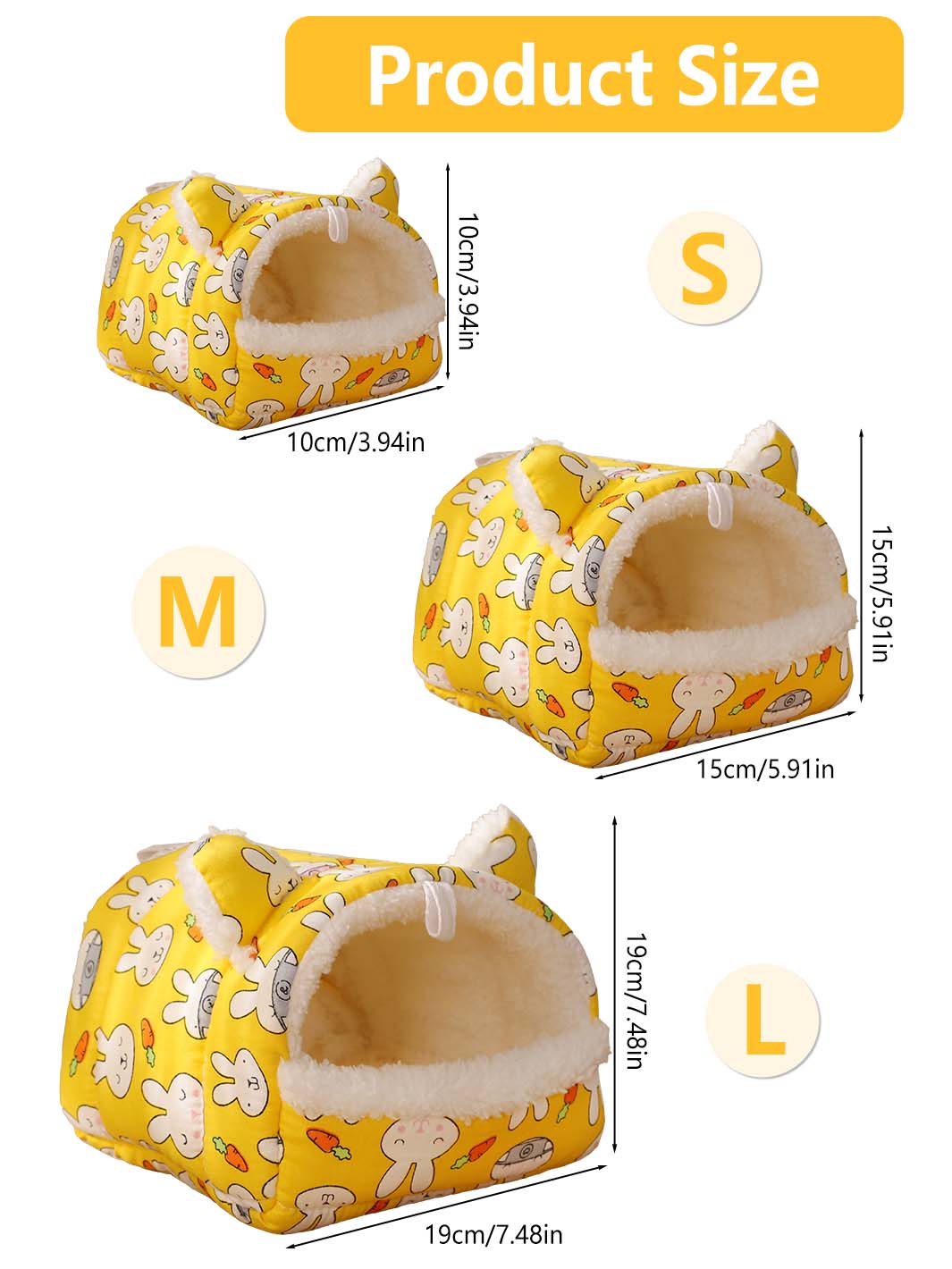 Hamster Rabbit Patterned Warm Bed with Ears Chinchilla Warming Supplies Small Pet Cotton Nest Mouse Nest Pad Squirrel Hedgehog Guinea Chinchilla Pig Bed House Cage Nest Hamster Accessories