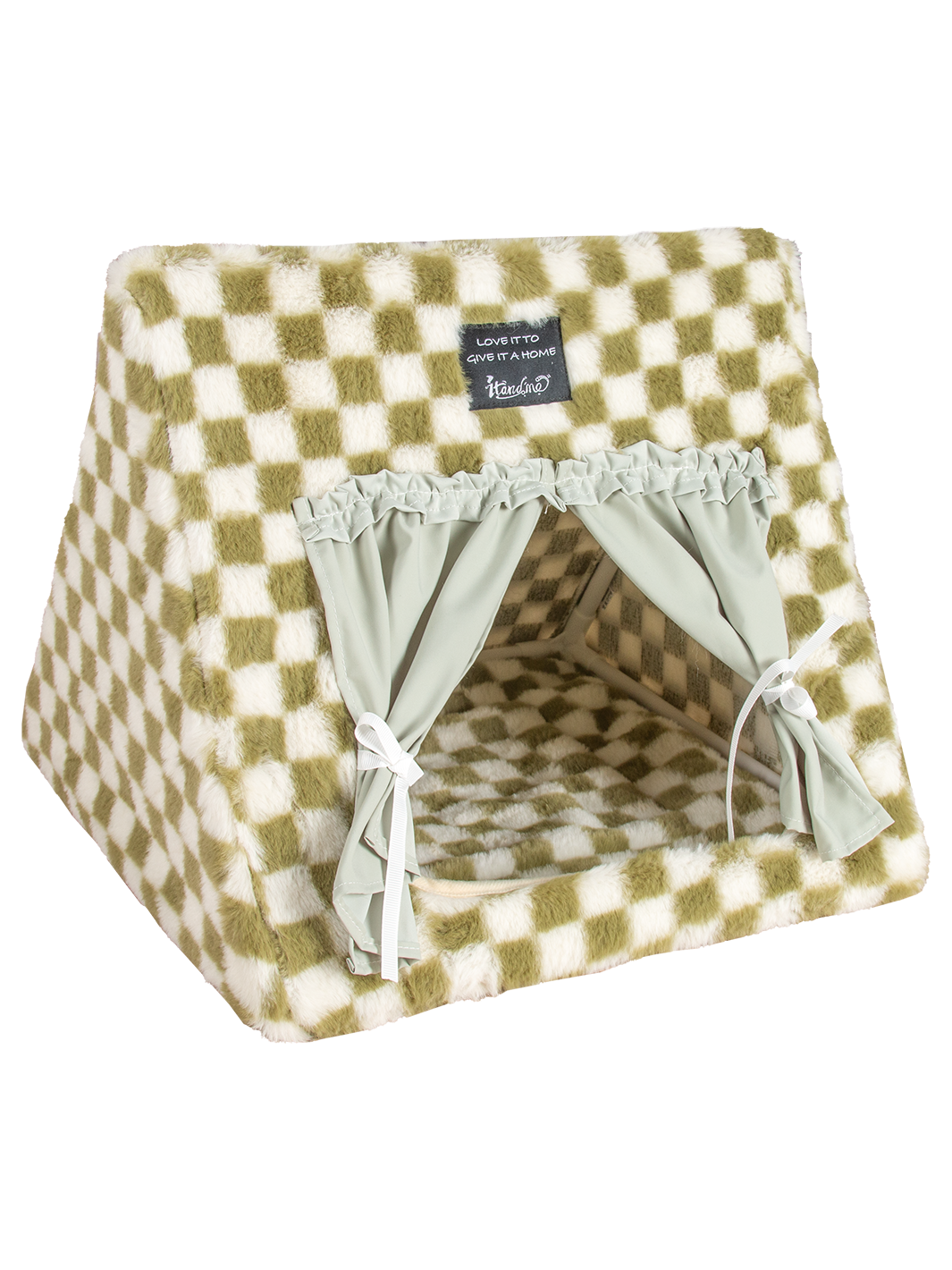 ITANDME Large Guinea Pig Hideout with Curtain, Machine Washable Hamster Bed House No Bottom & Easy-Clean Bunny Hides Beds Cute Rabbit Tent Hut Small Pets Houses for Hedgehog Rat Ferret Chinchilla