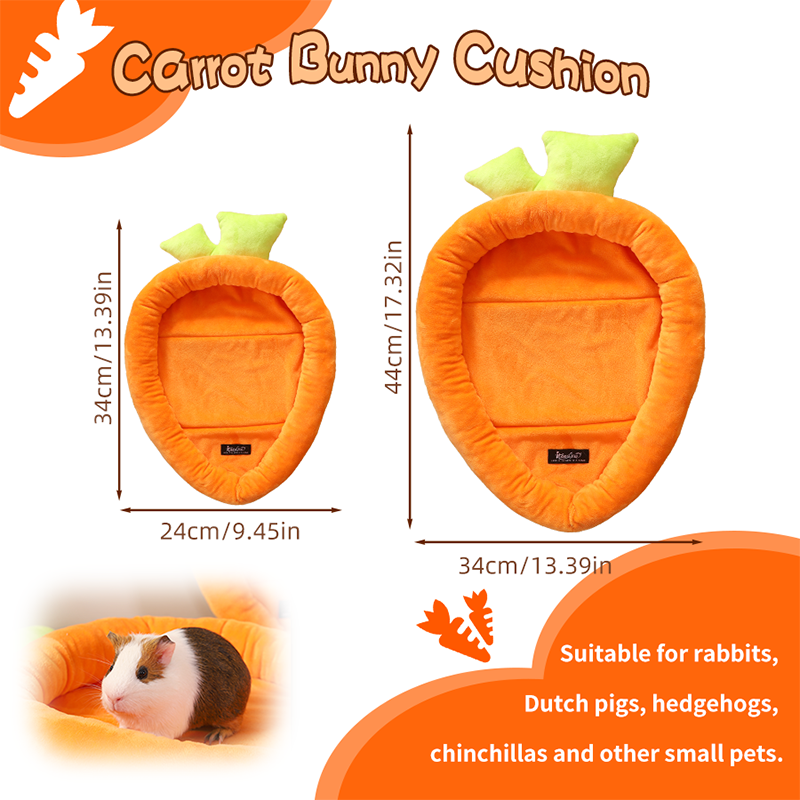 Bunny Bed Rabbit Bed Carrot Shape Bunny Beds Soft Comfortable Rabbits Beds Machine Washable Indoor Guinea Pig Bed Cute Small Animal Bed for Guinea Pig Chinchilla Ferret Squirrel Hedgehog