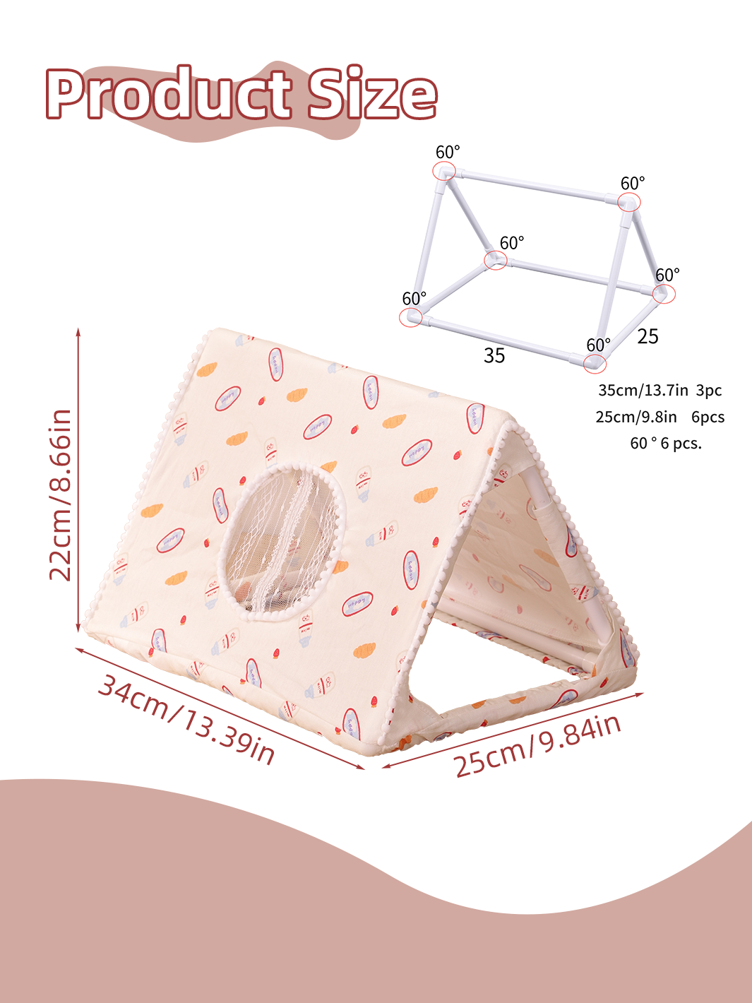Itandme Pet Tent for Rabbits and Hamsters - Cozy, Breathable House with Transparent Window, High-Quality Hideout, Easy Access Design, Yellow with White Floral Patterns, All-Weather Protection, Small Animal Tent | Floral Pattern Tent | Ventilated Ten