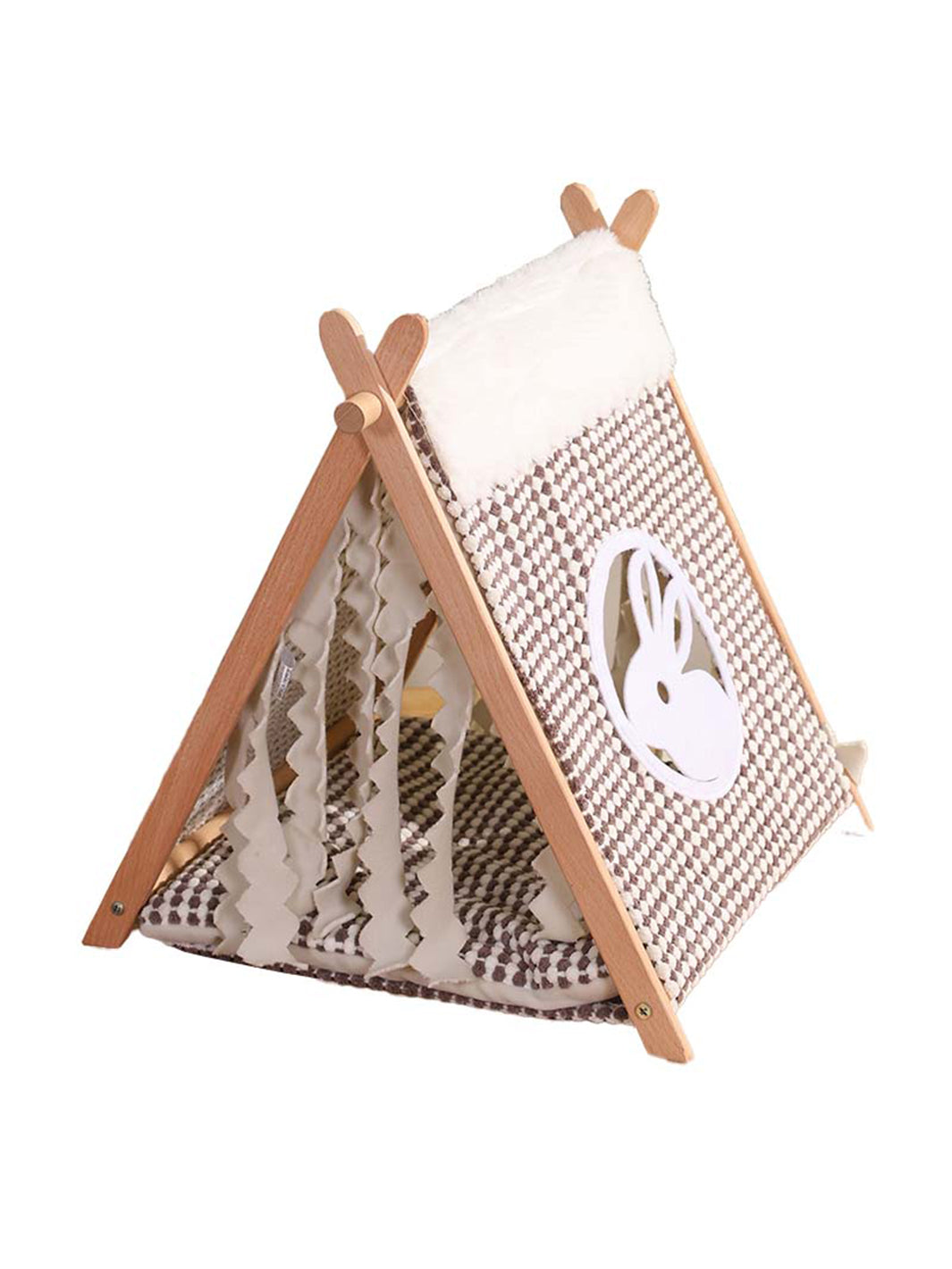 ITANDME Small Animal Small Pet Wooden Tent with Small Window, Foldable with Privacy Curtain Solid and Durable for Small Animal Small Pet Hiding Rest House