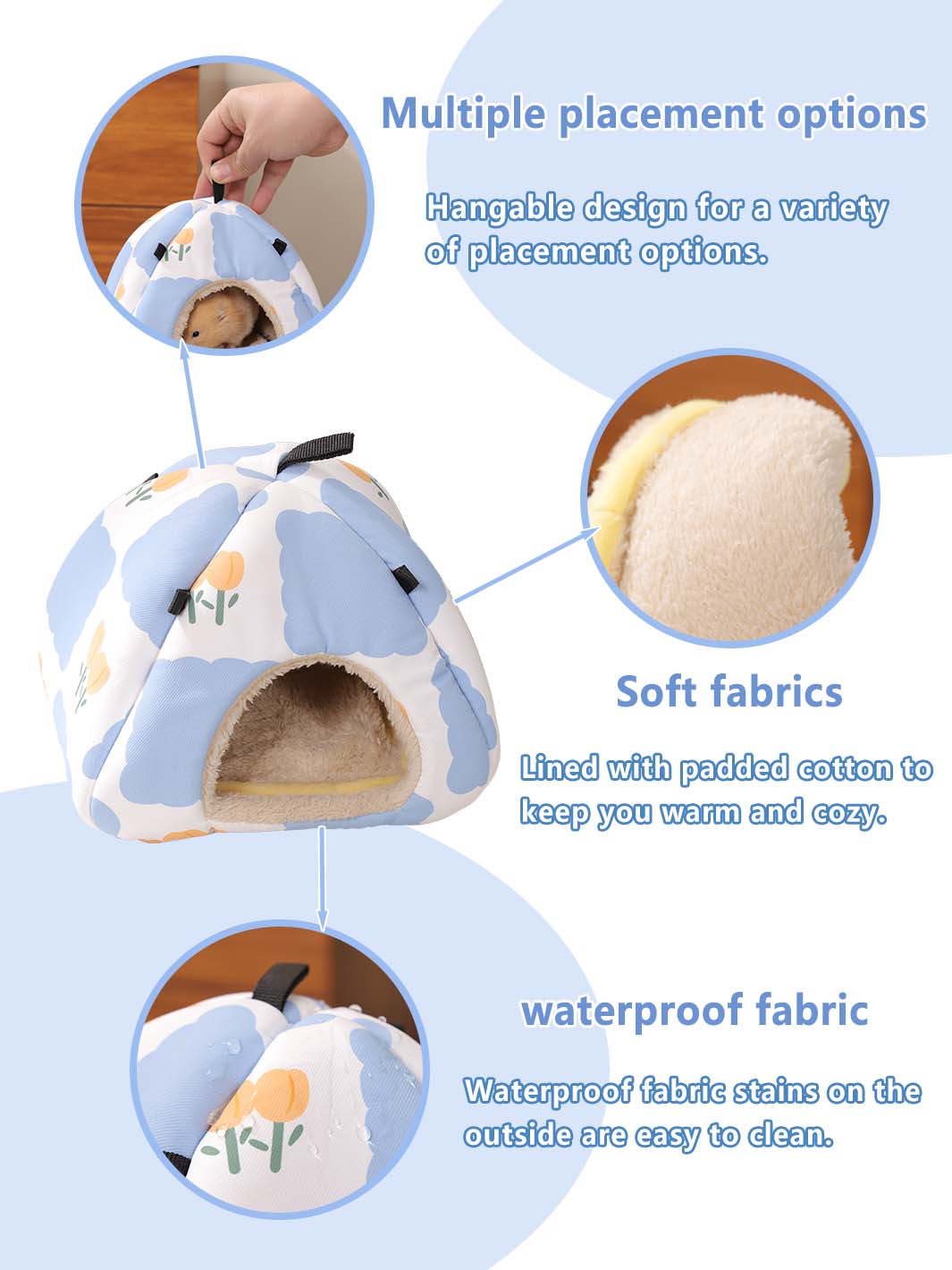 ITANDME Hamster Nest, Winter Warm Bed House, Small Pet Plush Hammock Suitable for Birds Parrots Ferrets Hamsters Chipmunks Guinea Pigs Bunnies