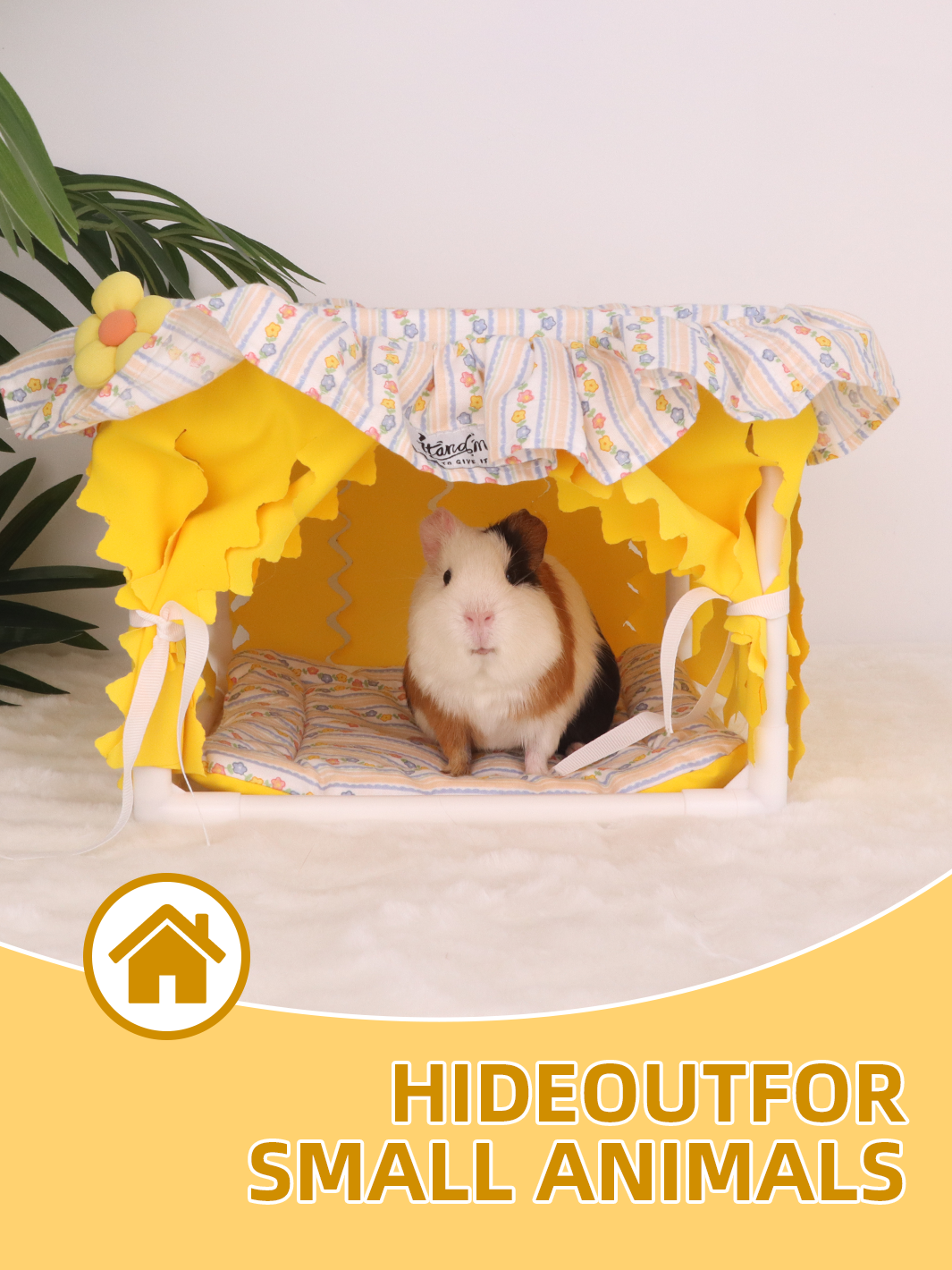 Guinea Pig Hideout Small Animal Bed Breathable Bunny Bed with Lace Flower Design Machine Washable Soft Cushion Indoor Pet Summer House Habitat for Guinea Pig Rabbit Chinchilla Ferret