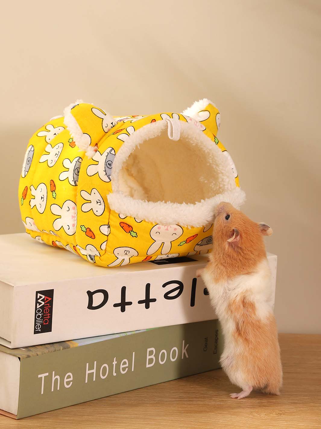 Hamster Rabbit Patterned Warm Bed with Ears Chinchilla Warming Supplies Small Pet Cotton Nest Mouse Nest Pad Squirrel Hedgehog Guinea Chinchilla Pig Bed House Cage Nest Hamster Accessories