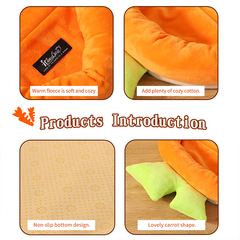 Bunny Bed Rabbit Bed Carrot Shape Bunny Beds Soft Comfortable Rabbits Beds Machine Washable Indoor Guinea Pig Bed Cute Small Animal Bed for Guinea Pig Chinchilla Ferret Squirrel Hedgehog