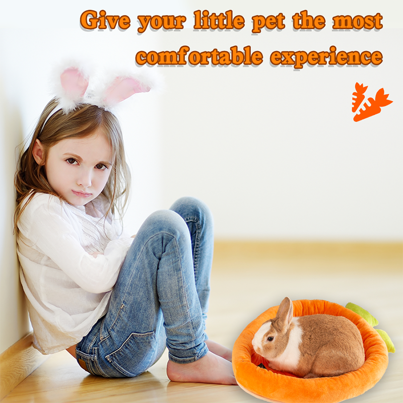 Bunny Bed Rabbit Bed Carrot Shape Bunny Beds Soft Comfortable Rabbits Beds Machine Washable Indoor Guinea Pig Bed Cute Small Animal Bed for Guinea Pig Chinchilla Ferret Squirrel Hedgehog